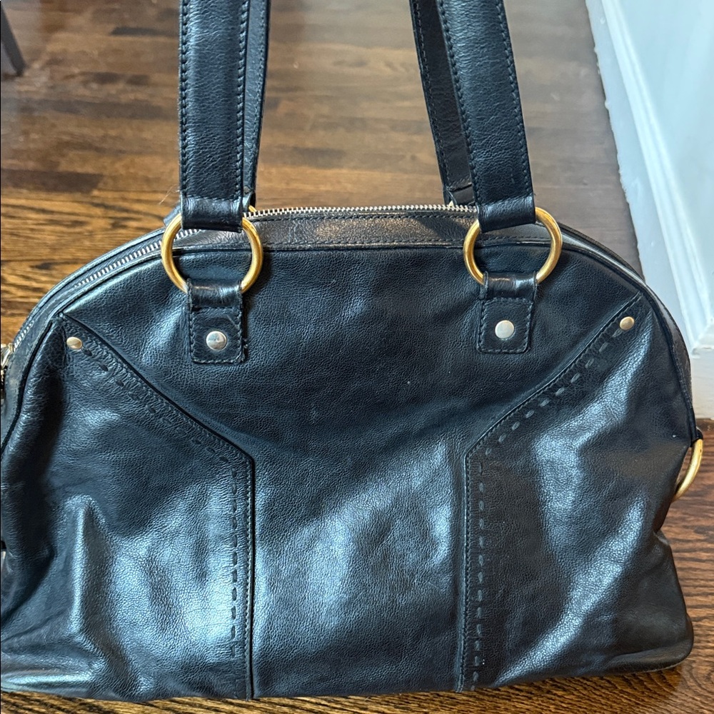 Yves Saint Laurent Muse Shoulder Tote Black Leather Bag - Picture 6 of 15